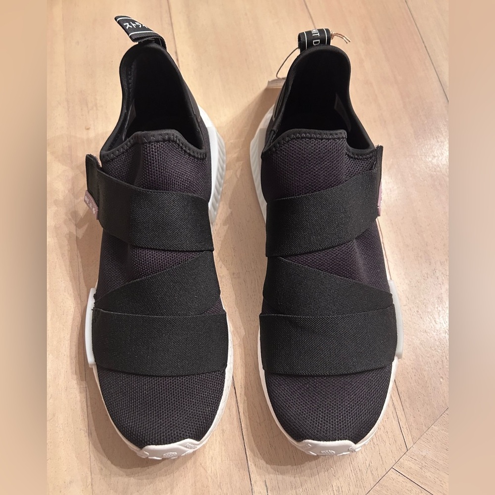 Adidas Black Slip-On Sneakers NMD_R1 W with Wide velcro Straps size 10 NWT